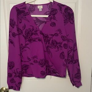 a new day Purple Floral Surplice Blouse